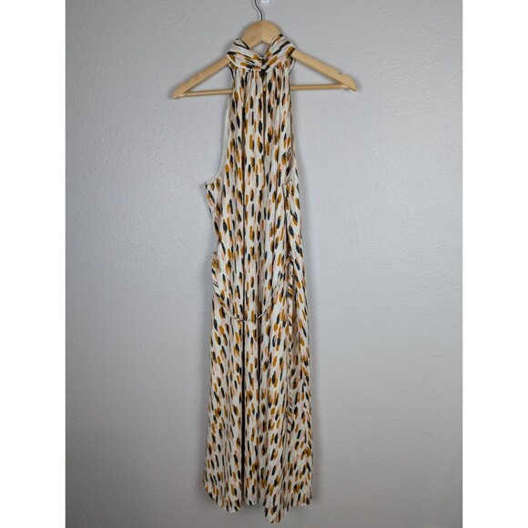 Banana Republic Printed Twist Neck Satin Midi Dress Medium - Picture 4 of 10